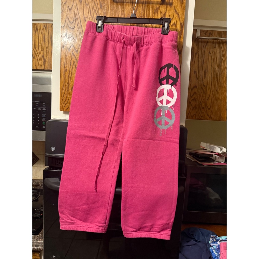 Tarea by rue21 Pink Peace Sign Graphic Sweatpants Joggers Medium